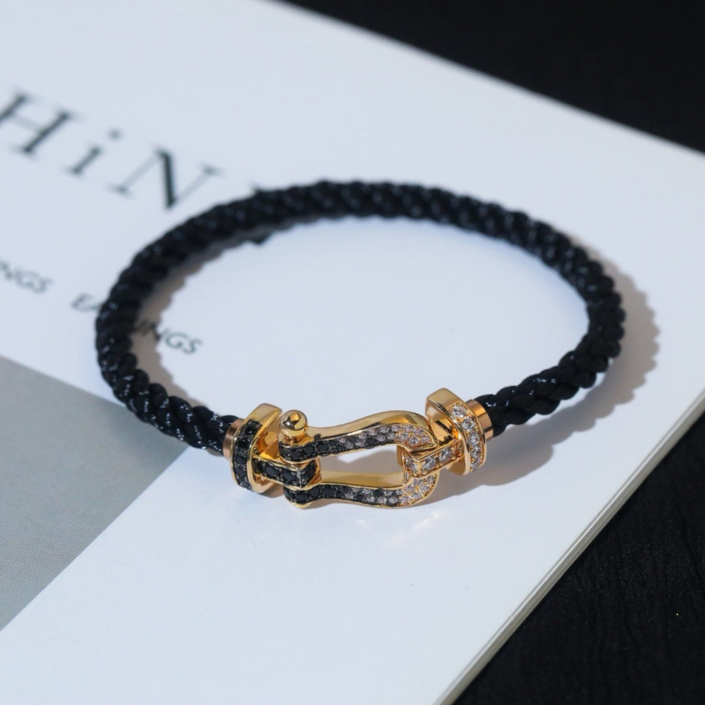 ¡®Imperial¡¯FORCE LARGE HORSESHOE BLACK WHITE DIAMOND BRACELET SILVER