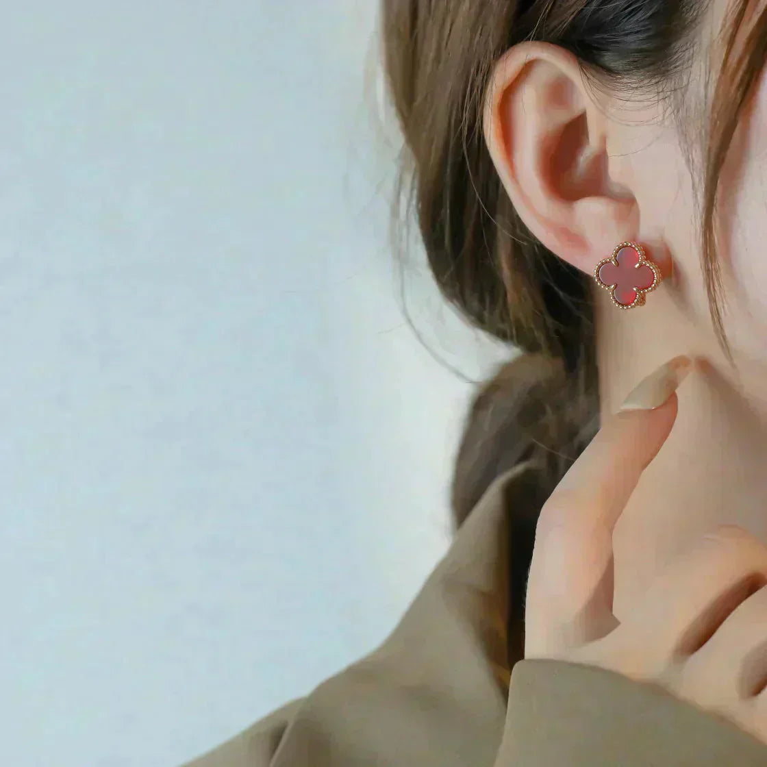 ¡®Imperial¡¯CLOVER MEDIUM 1 MOTIFS CARNELIAN  EARRINGS
