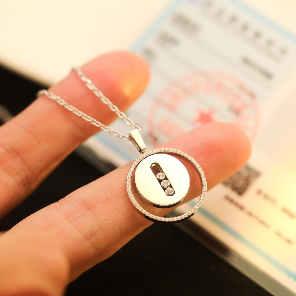 [Imperial Jewelrys]LUCKY MOVE MM SILVER DIAMOND NECKLACE
