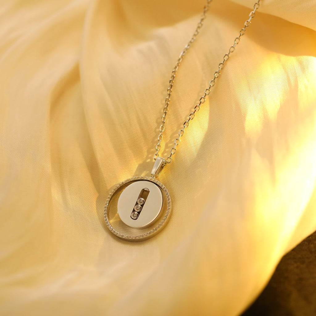 [Imperial Jewelrys]LUCKY MOVE MM SILVER DIAMOND NECKLACE