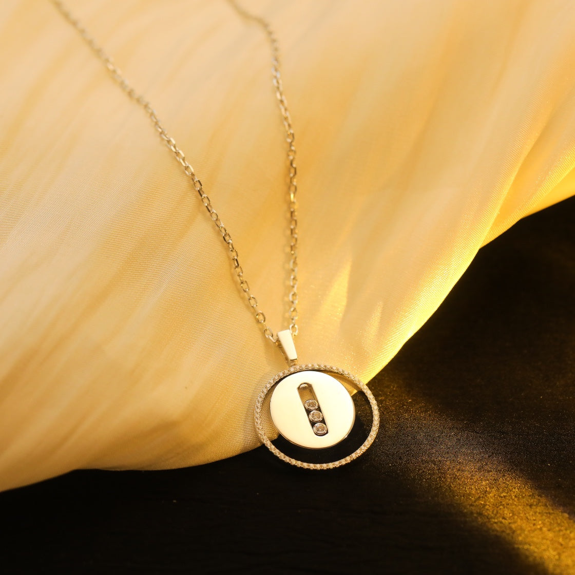 [Imperial Jewelrys]LUCKY MOVE MM SILVER DIAMOND NECKLACE