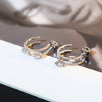 [Imperial Jewelrys]CREOLES MY TWIN 2 RANGS SILVER DIAMOND EARRINGS