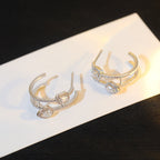 [Imperial Jewelrys]CREOLES MY TWIN 2 RANGS SILVER DIAMOND EARRINGS