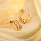 [Imperial Jewelrys]CREOLES MY TWIN 2 RANGS SILVER DIAMOND EARRINGS