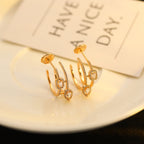 [Imperial Jewelrys]CREOLES MY TWIN 2 RANGS SILVER DIAMOND EARRINGS