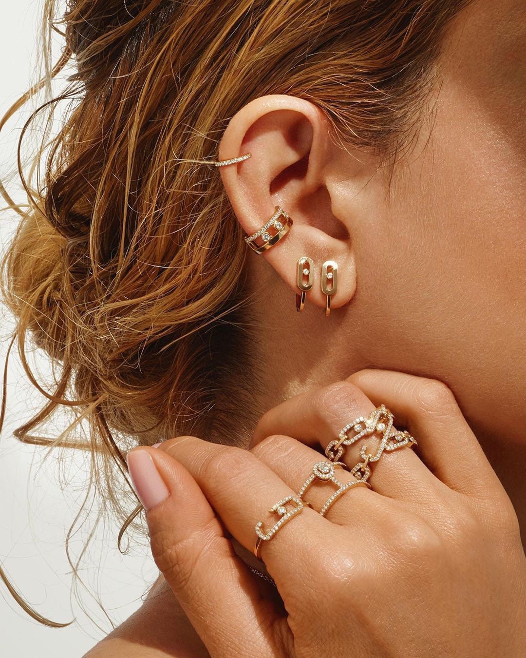 [Imperial Jewelrys]CREOLES MOVE UNO MINI 1 DIAMOND EARRINGS