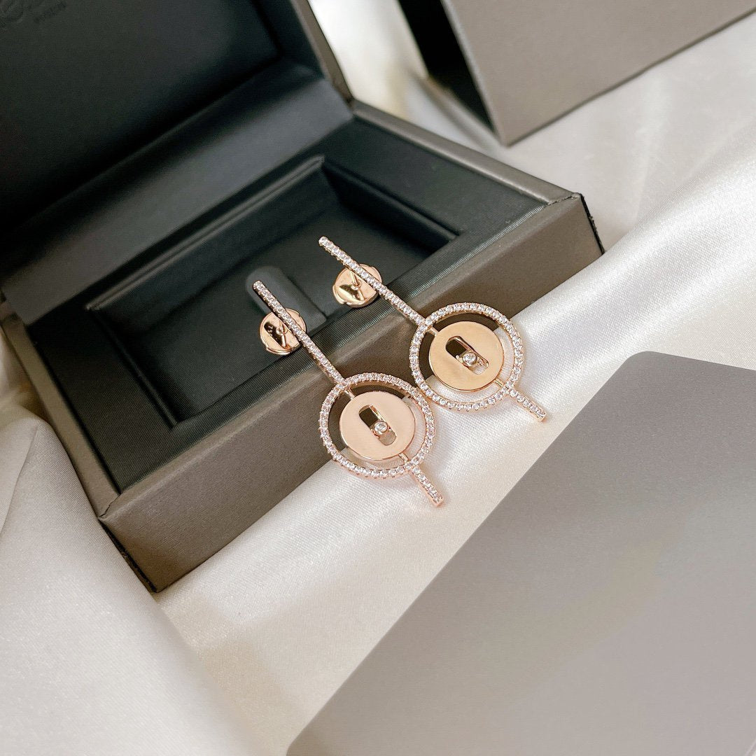 [Imperial Jewelrys]LUCKY MOVE ARROW PINK GOLD DIAMOND EARRINGS