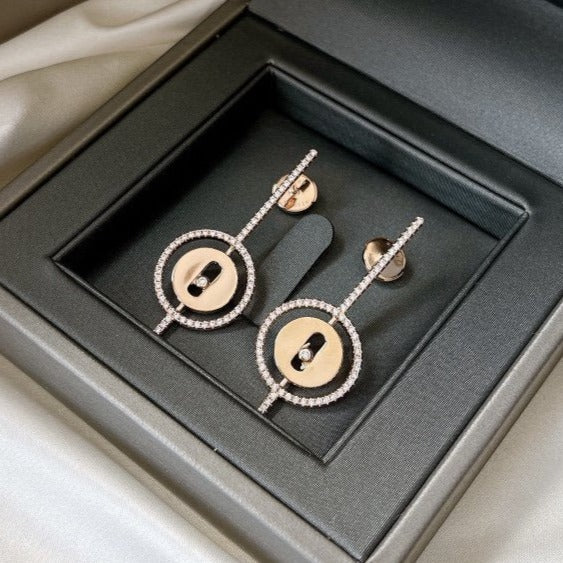 [Imperial Jewelrys]LUCKY MOVE ARROW PINK GOLD DIAMOND EARRINGS