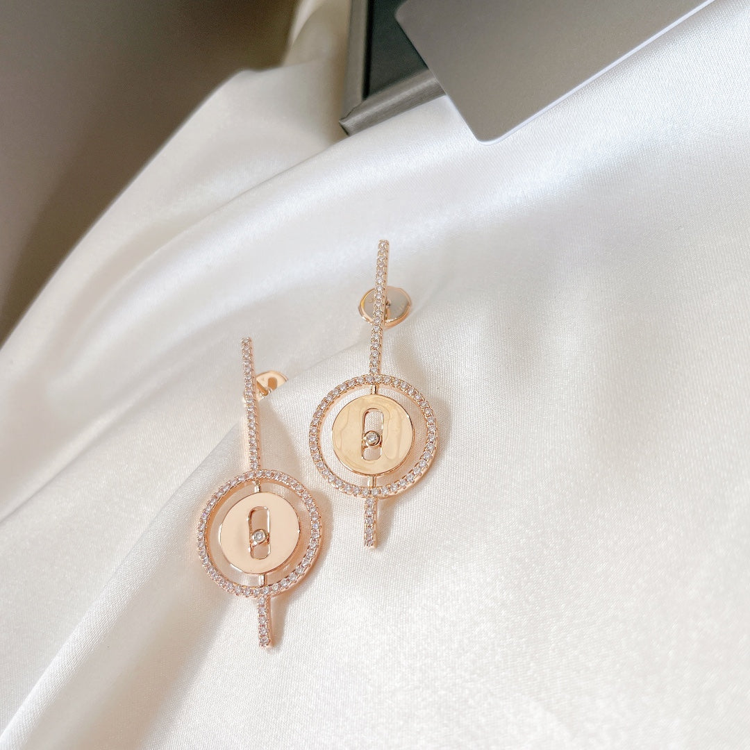 [Imperial Jewelrys]LUCKY MOVE ARROW PINK GOLD DIAMOND EARRINGS