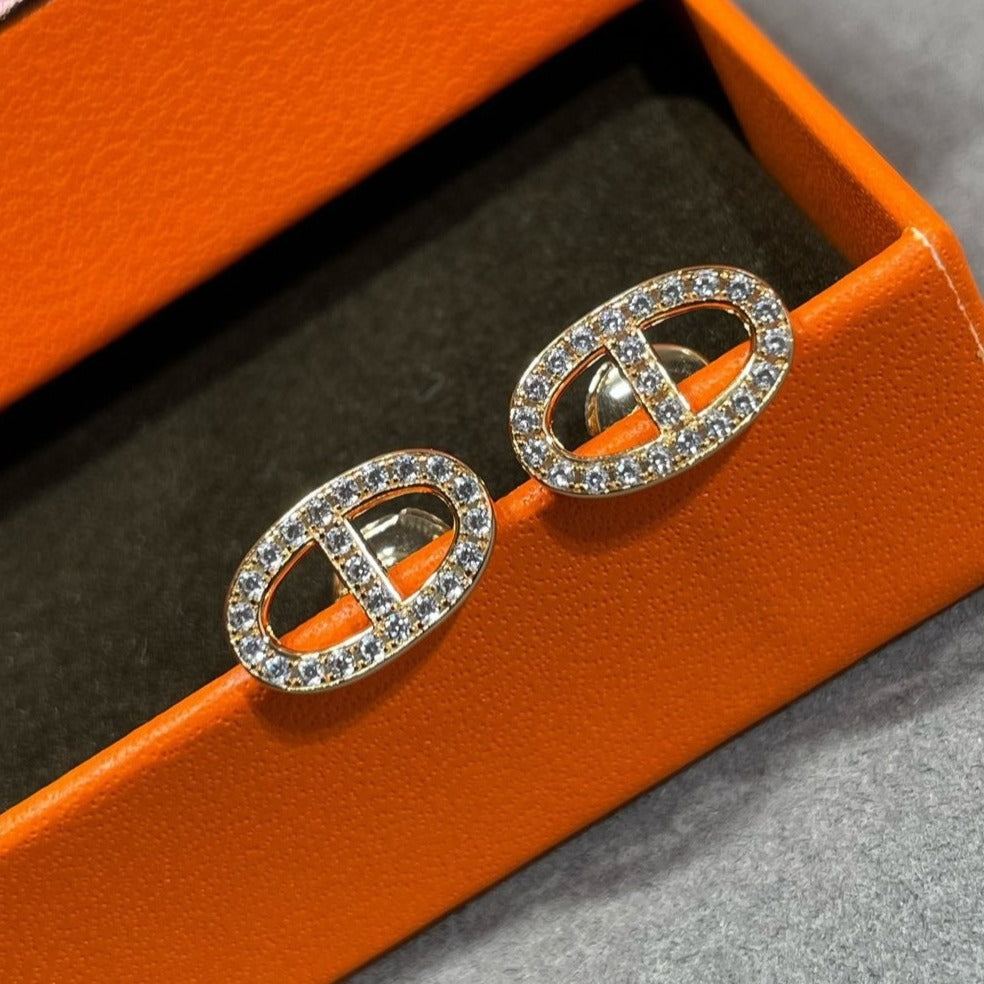 ¡®Imperial¡¯HM FULL DIAMOND PIG NOSE STUD EARRINGS