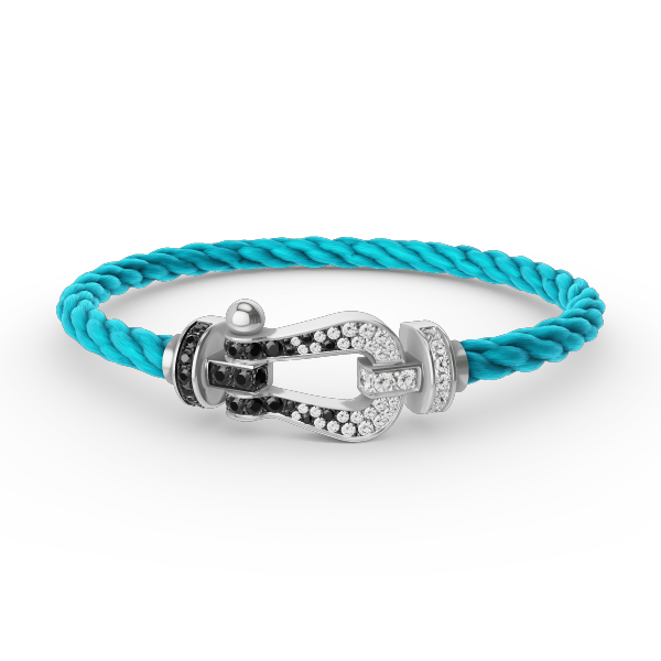 ¡®Imperial¡¯FORCE LARGE HORSESHOE BLACK WHITE DIAMOND BRACELET SILVER