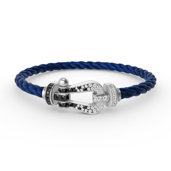 ¡®Imperial¡¯FORCE LARGE HORSESHOE BLACK WHITE DIAMOND BRACELET SILVER