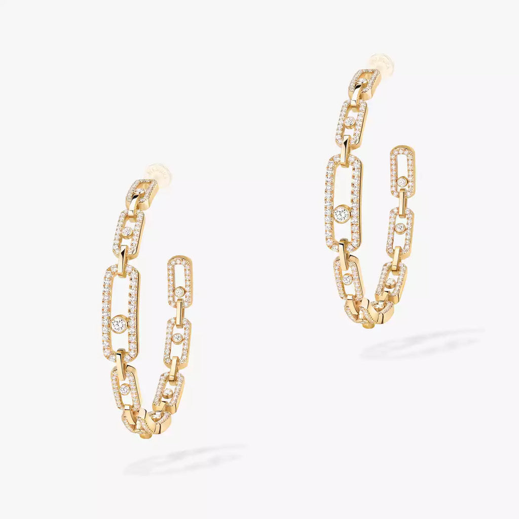[[Imperial Jewelrys]Move Link Diamond Hoop Earrings