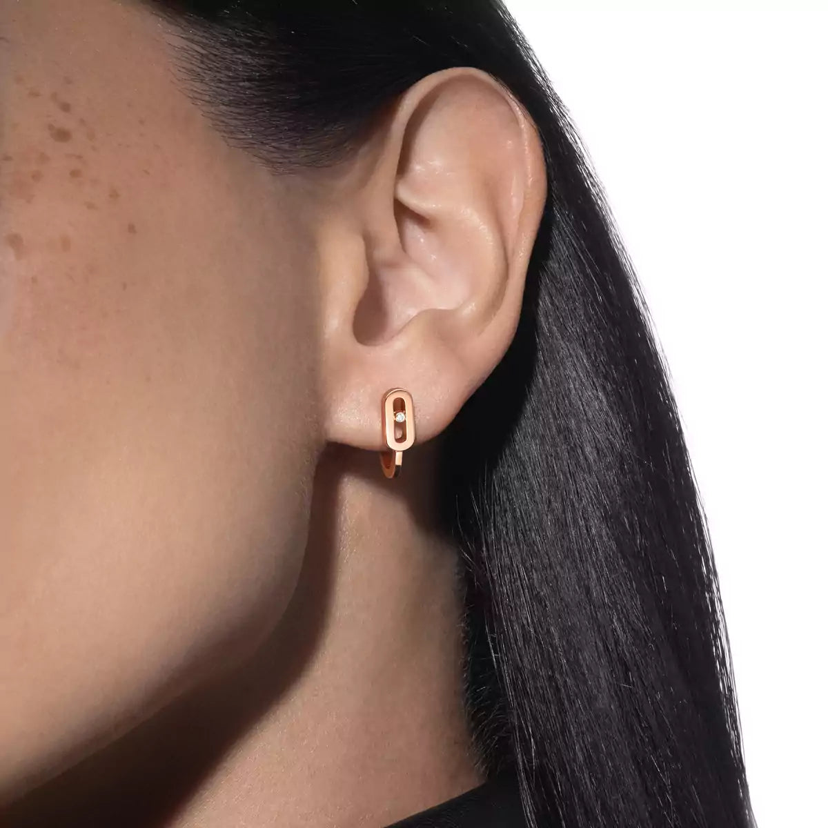 [Imperial Jewelrys]Diamond Mini Hoop Earrings Move Classique