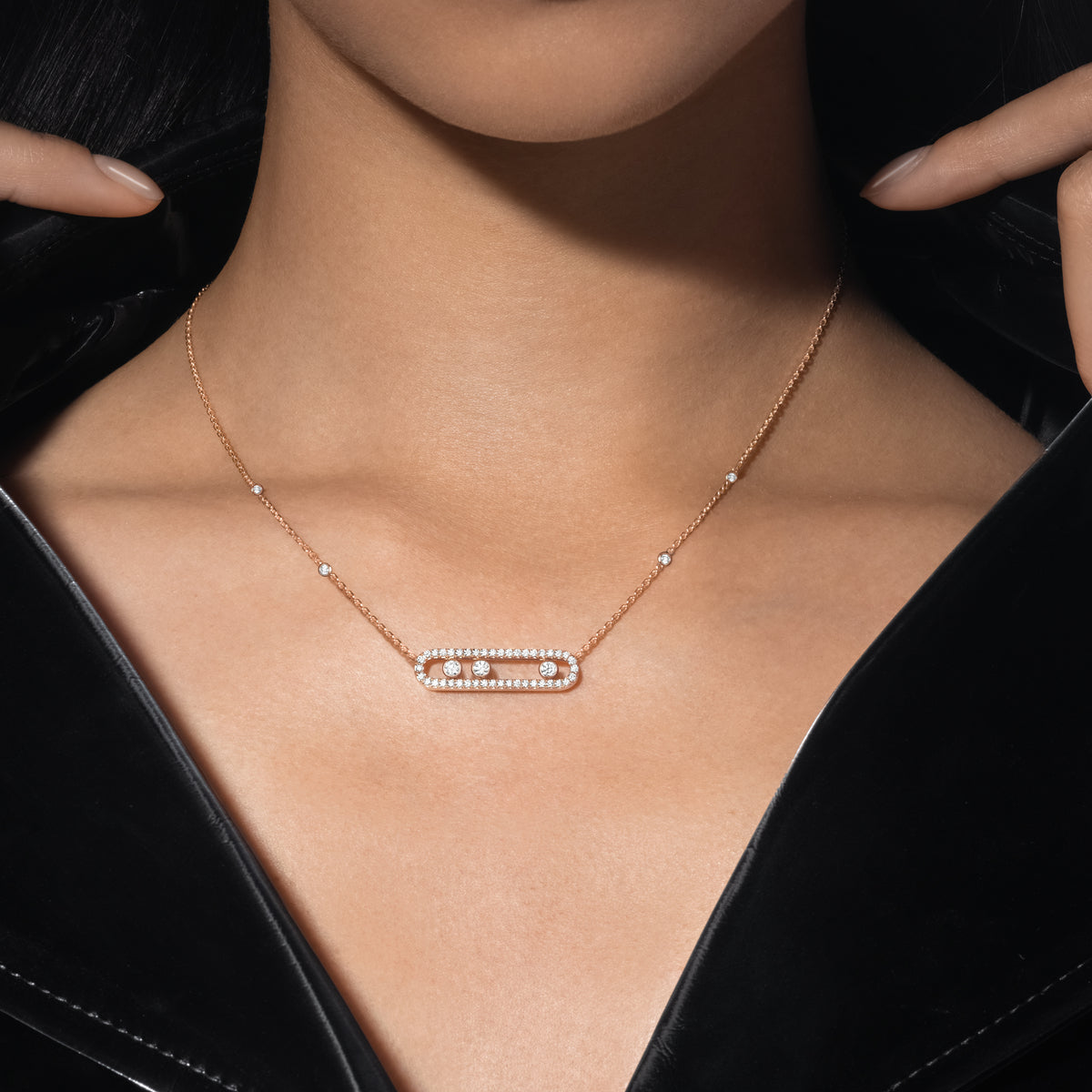 [Imperial Jewelrys] Move Pave_ Rose Gold Diamond Necklace