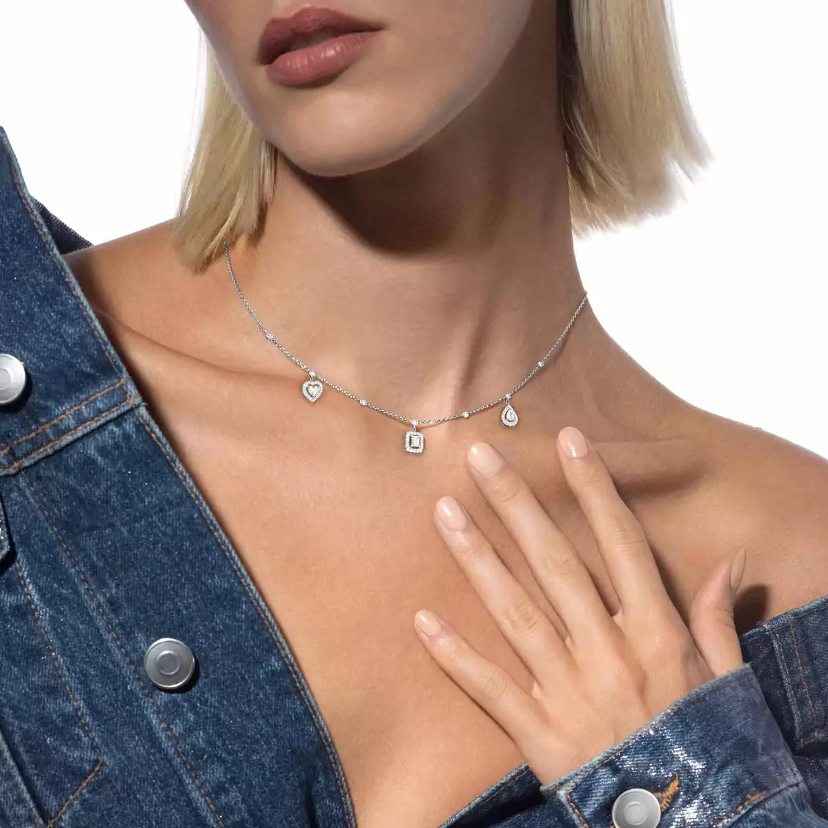 [Imperial Jewelrys]My Twin Diamond Necklace in Silver