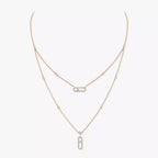 [Imperial Jewelrys]2 Rows Rose Gold Diamond Pave_ Necklace Move Uno