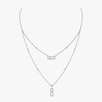 [Imperial Jewelrys]2 Rows Rose Gold Diamond Pave_ Necklace Move Uno