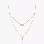 [Imperial Jewelrys]2 Rows Rose Gold Diamond Pave_ Necklace Move Uno