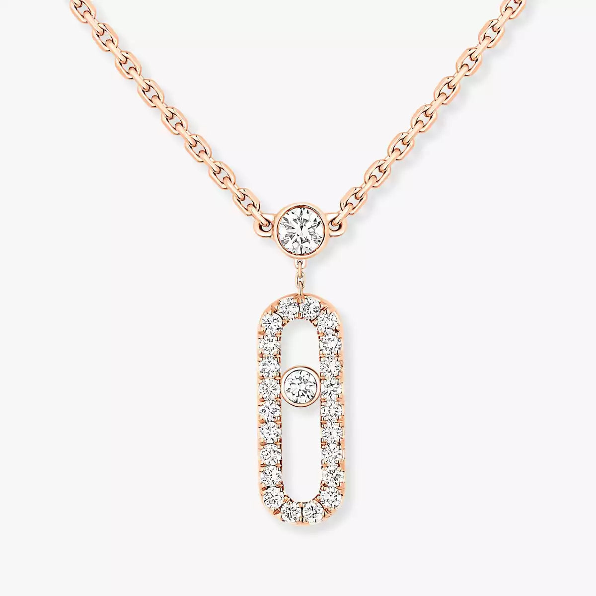 [Imperial Jewelrys]2 Rows Rose Gold Diamond Pave_ Necklace Move Uno