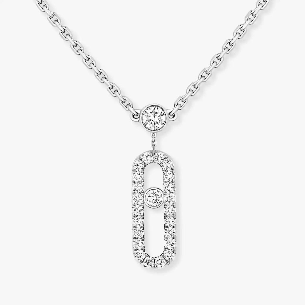 [Imperial Jewelrys]2 Rows Rose Gold Diamond Pave_ Necklace Move Uno
