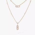 [Imperial Jewelrys]2 Rows Rose Gold Diamond Pave_ Necklace Move Uno