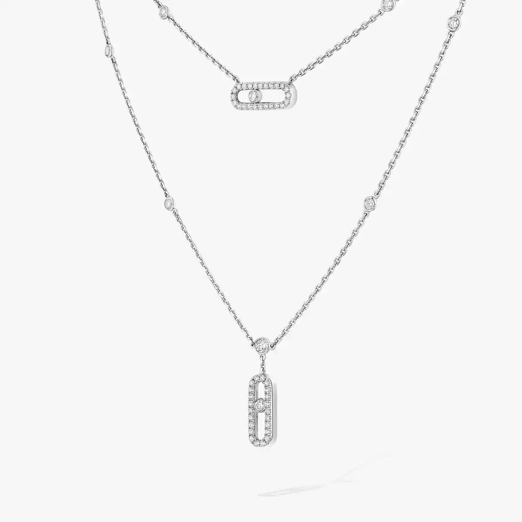 [Imperial Jewelrys]2 Rows Rose Gold Diamond Pave_ Necklace Move Uno