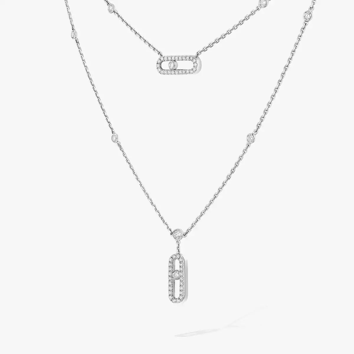 [Imperial Jewelrys]2 Rows Rose Gold Diamond Pave_ Necklace Move Uno