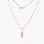 [Imperial Jewelrys]2 Rows Rose Gold Diamond Pave_ Necklace Move Uno