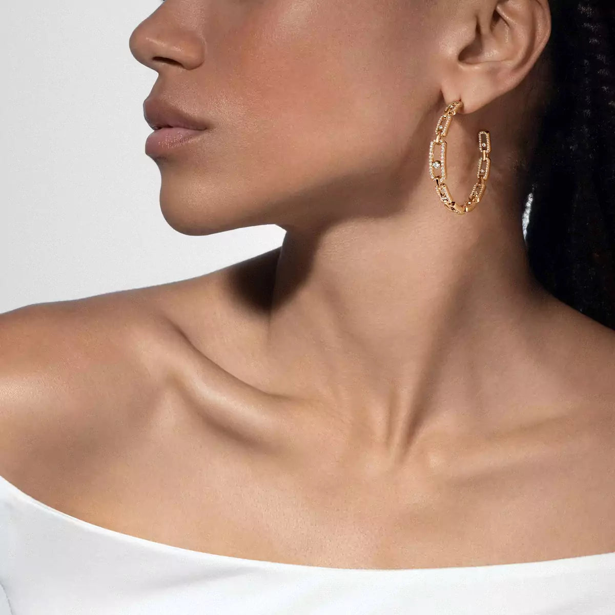 [[Imperial Jewelrys]Move Link Diamond Hoop Earrings