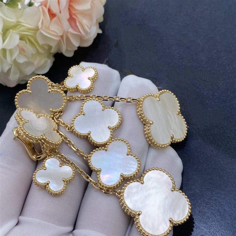 ¡®Imperial¡¯CLOVER EARRINGS WHITE MOP 4 MOTIFS GOLD