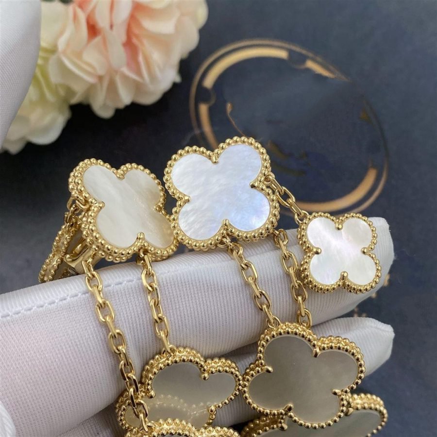 ¡®Imperial¡¯CLOVER EARRINGS WHITE MOP 4 MOTIFS GOLD