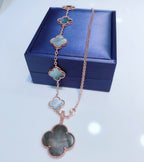 ¡®Imperial¡¯COMBINED BRACELET 5 MOTIFS AND NECKLACE DARK MOP ROSE GOLD